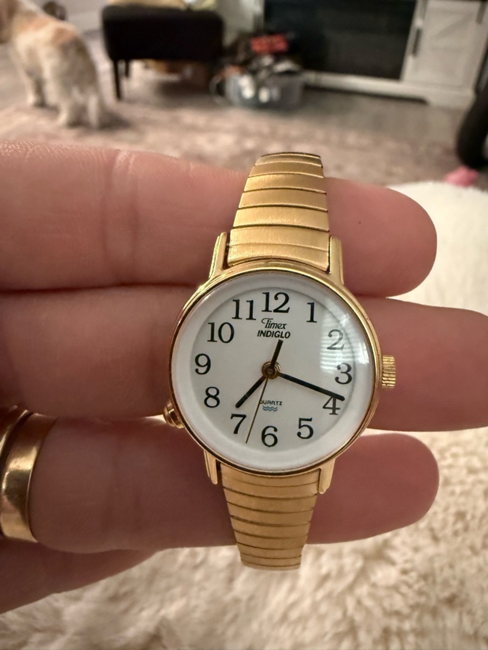 Timex Gold Tone Watch with White Dial